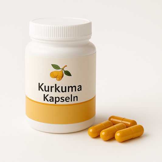 Dose mit 180 veganen Kurkuma Kapseln à 500 mg Curcuma longa Pulver, pflanzliche HPMC-Kapselhülle Größe #00, hergestellt in Deutschland, ohne Zusatzstoffe.