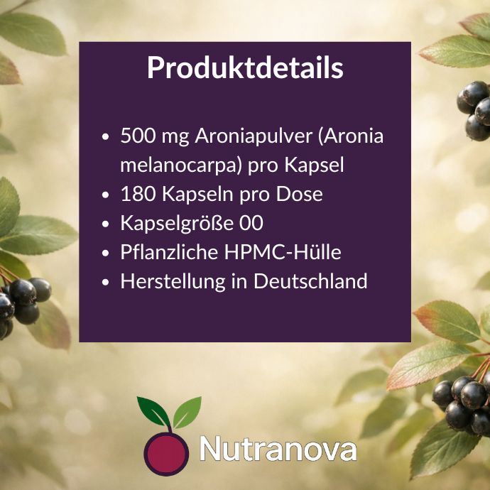 Bio-Aronia Kapseln – 180 vegane Kapseln mit 500 mg Aroniapulver