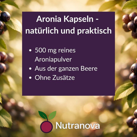 Bio-Aronia Kapseln – 180 vegane Kapseln mit 500 mg Aroniapulver