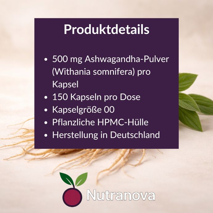 Bio-Ashwagandha Kapseln – 150 vegane Kapseln mit 500 mg Ashwagandha-Pulver