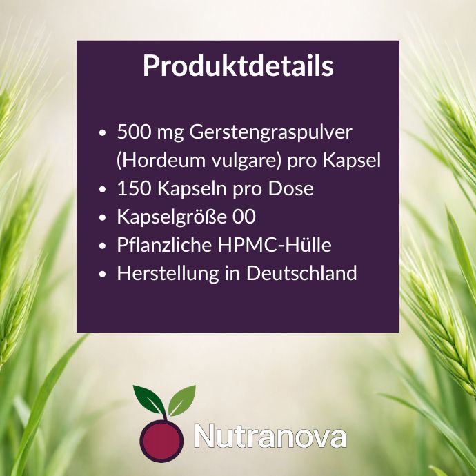 Bio-Gerstengras Kapseln – 150 vegane Kapseln mit 500 mg Gerstengraspulver